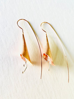 Open image in slideshow, Rose Gold &amp; Stg Silver Lily Earrings
