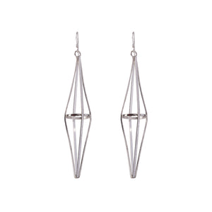 Open image in slideshow, Sterling Silver Geometric Diamond Earring
