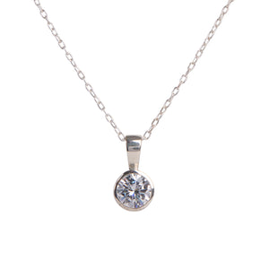 Open image in slideshow, STG Silver Round Rubover CZ Pendant
