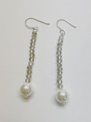 Open image in slideshow, Freshwater Pearl &amp; Crystal  Long Drop Earring
