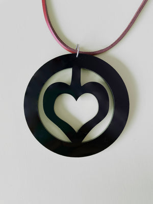 Open image in slideshow, Circle Heart Cutout Perspex Pendant

